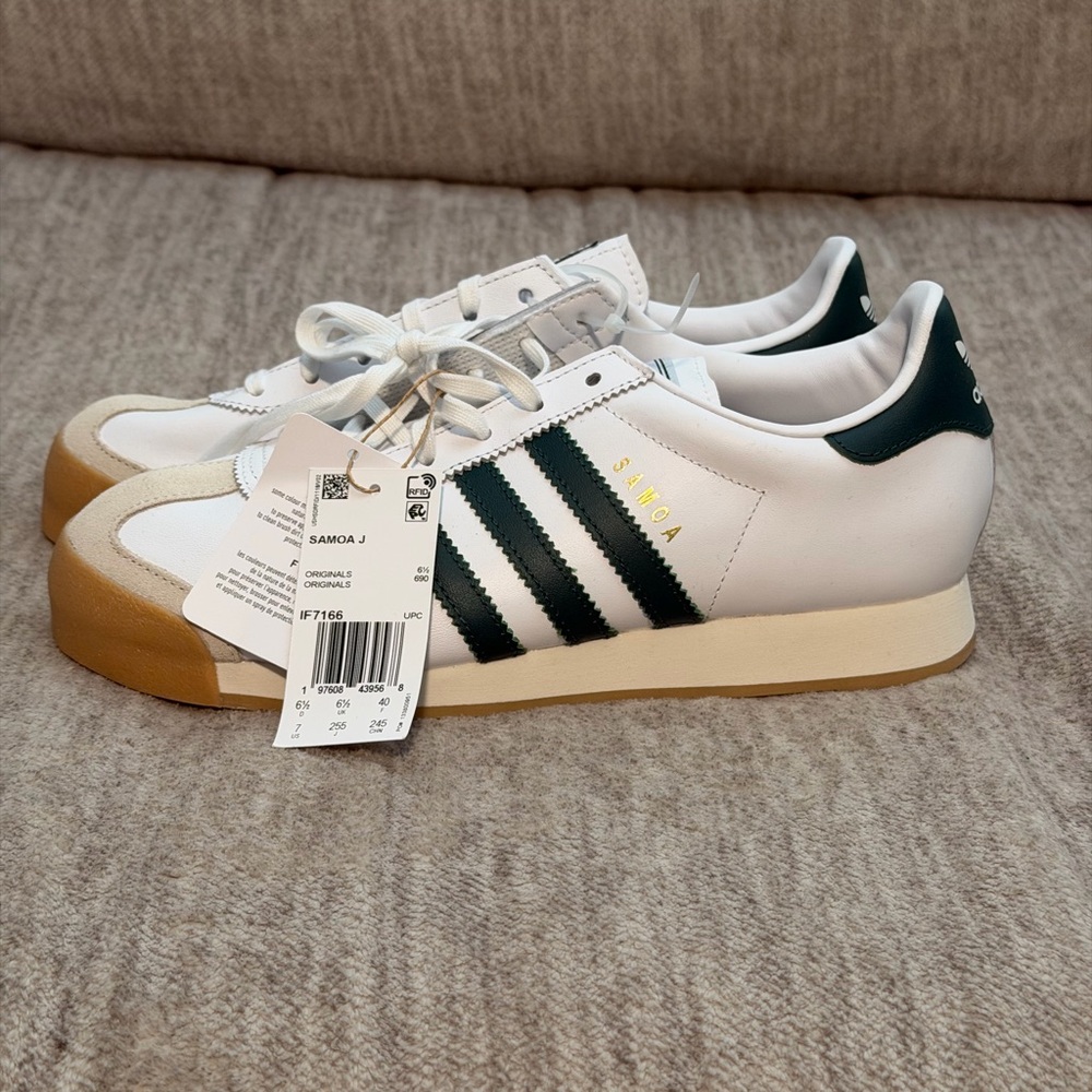Adidas Samoa White and Green Sneakers